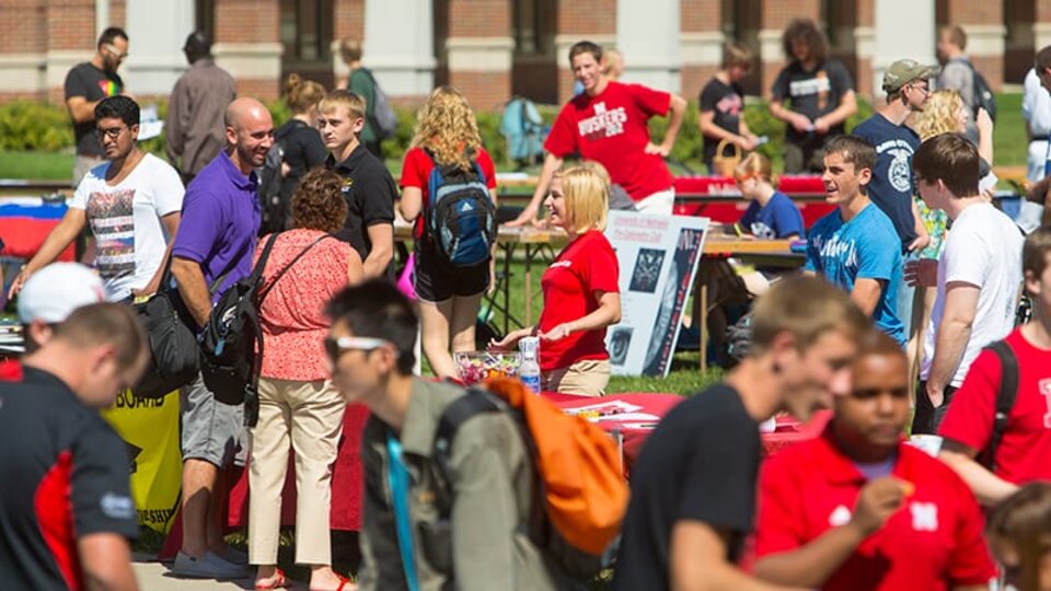 Students at an outdoor event